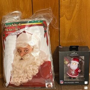 NFL San Francisco Go 49ers🎅🏼ornament NIB+ Premium quality🎅🏼wig/beard set NIB